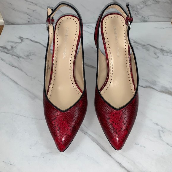 NIB ADRIENNE VITTADINI Red/Black Snake Slingbacks - Picture 2 of 6